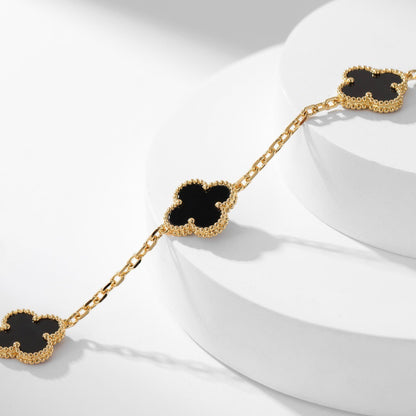 [⭐Clover Jewelry]CLOVER 10 MOTIFS ONYX NECKLACE