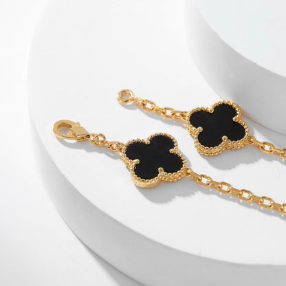 [⭐Clover Jewelry]CLOVER 10 MOTIFS ONYX NECKLACE
