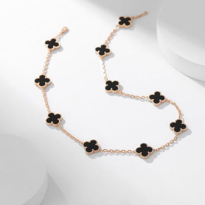 [⭐Clover Jewelry]CLOVER 10 MOTIFS ONYX NECKLACE