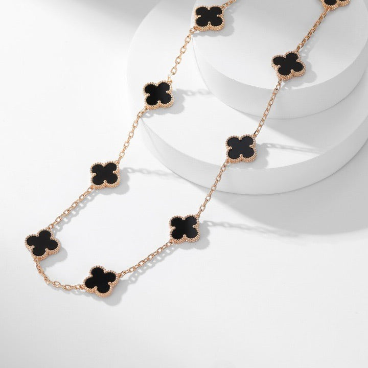 [⭐Clover Jewelry]CLOVER 10 MOTIFS ONYX NECKLACE