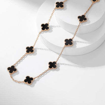 [⭐Clover Jewelry]CLOVER 10 MOTIFS ONYX NECKLACE