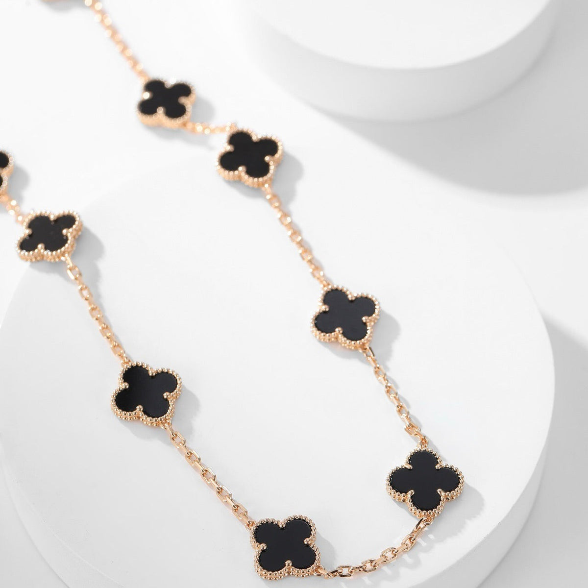 [⭐Clover Jewelry]CLOVER 10 MOTIFS ONYX NECKLACE