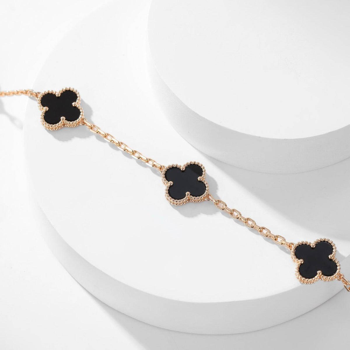 [⭐Clover Jewelry]CLOVER 10 MOTIFS ONYX NECKLACE
