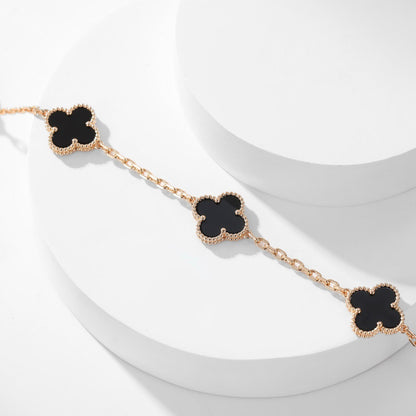 [⭐Clover Jewelry]CLOVER 10 MOTIFS ONYX NECKLACE