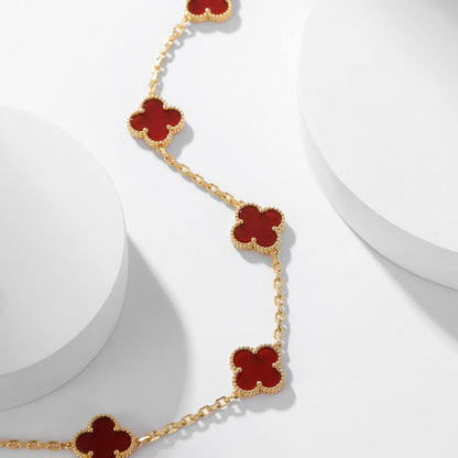 [⭐Clover Jewelry]CLOVER 10 MOTIFS CARNELIAN NECKLACE