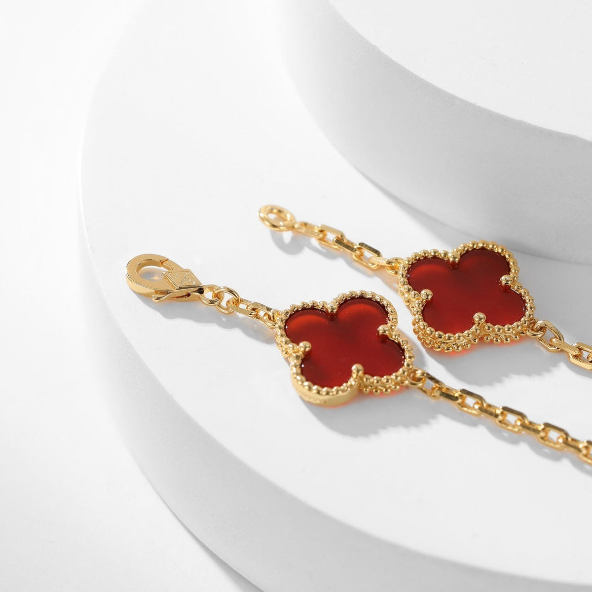 [⭐Clover Jewelry]CLOVER 10 MOTIFS CARNELIAN NECKLACE