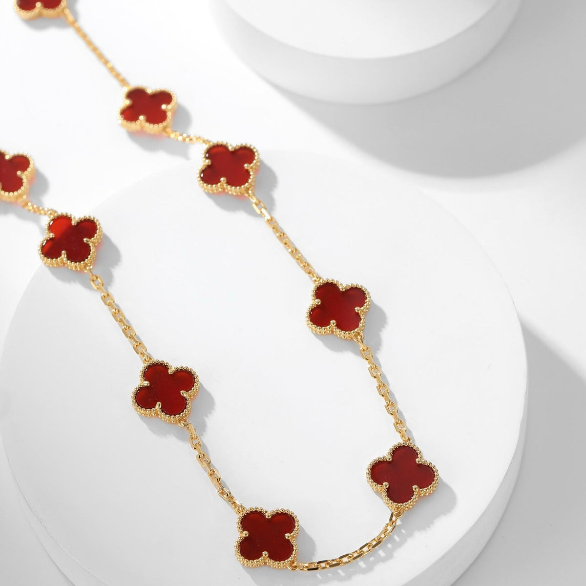 [⭐Clover Jewelry]CLOVER 10 MOTIFS CARNELIAN NECKLACE