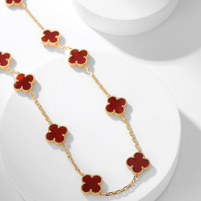 [⭐Clover Jewelry]CLOVER 10 MOTIFS CARNELIAN NECKLACE
