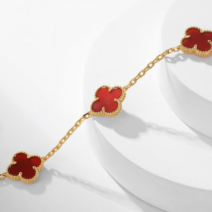 [⭐Clover Jewelry]CLOVER 10 MOTIFS CARNELIAN NECKLACE