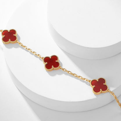 [⭐Clover Jewelry]CLOVER 10 MOTIFS CARNELIAN NECKLACE