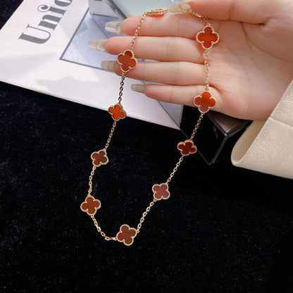 [⭐Clover Jewelry]CLOVER 10 MOTIFS CARNELIAN NECKLACE