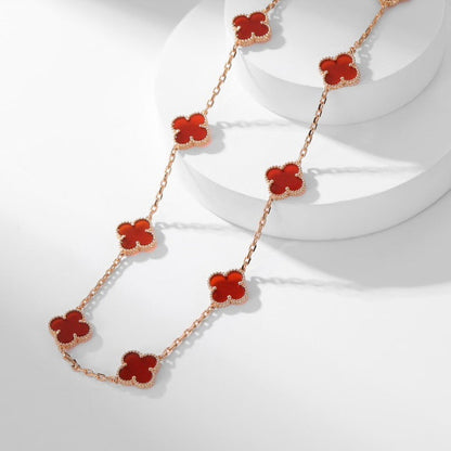 [⭐Clover Jewelry]CLOVER 10 MOTIFS CARNELIAN NECKLACE