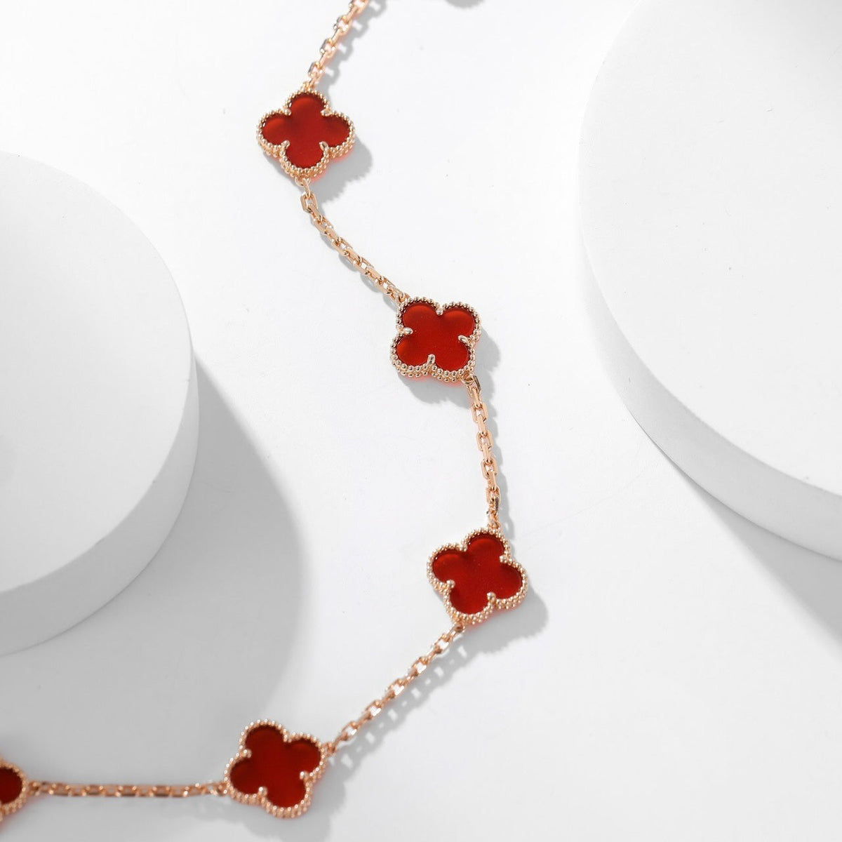 [⭐Clover Jewelry]CLOVER 10 MOTIFS CARNELIAN NECKLACE