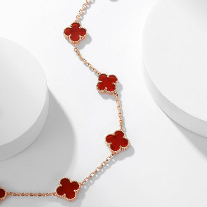 [⭐Clover Jewelry]CLOVER 10 MOTIFS CARNELIAN NECKLACE