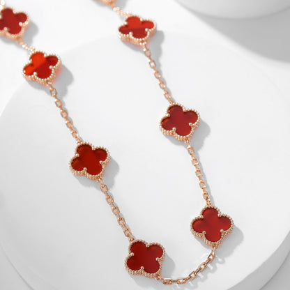 [⭐Clover Jewelry]CLOVER 10 MOTIFS CARNELIAN NECKLACE