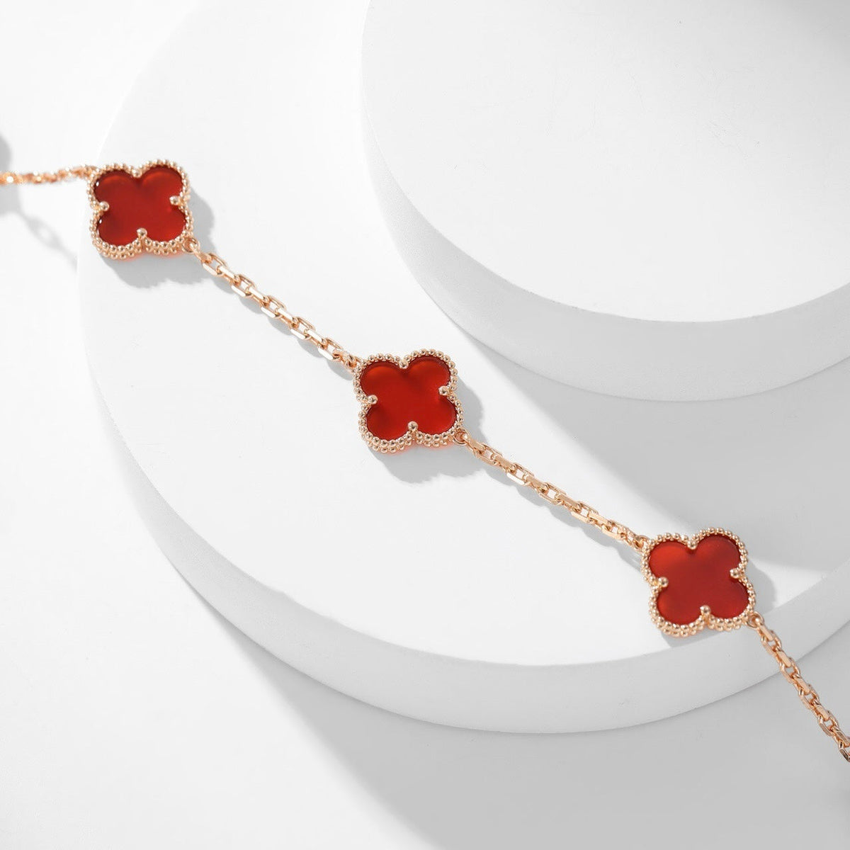 [⭐Clover Jewelry]CLOVER 10 MOTIFS CARNELIAN NECKLACE