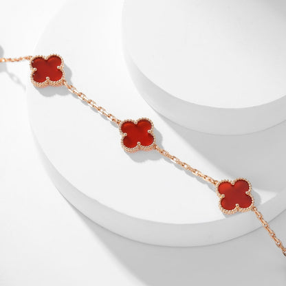 [⭐Clover Jewelry]CLOVER 10 MOTIFS CARNELIAN NECKLACE