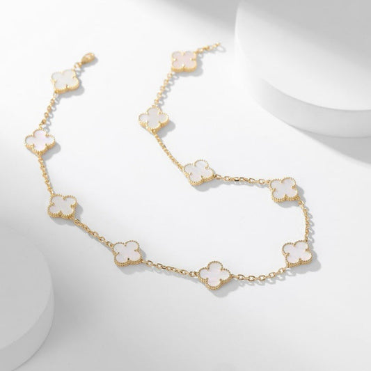 [⭐Clover Jewelry]CLOVER 10 MOTIFS WHITE MOTHER OF PEARL NECKLACE