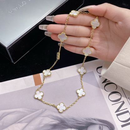 [⭐Clover Jewelry]CLOVER 10 MOTIFS WHITE MOTHER OF PEARL NECKLACE
