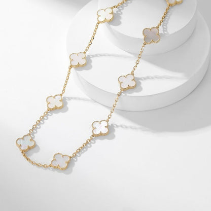 [⭐Clover Jewelry]CLOVER 10 MOTIFS WHITE MOTHER OF PEARL NECKLACE