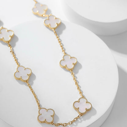 [⭐Clover Jewelry]CLOVER 10 MOTIFS WHITE MOTHER OF PEARL NECKLACE