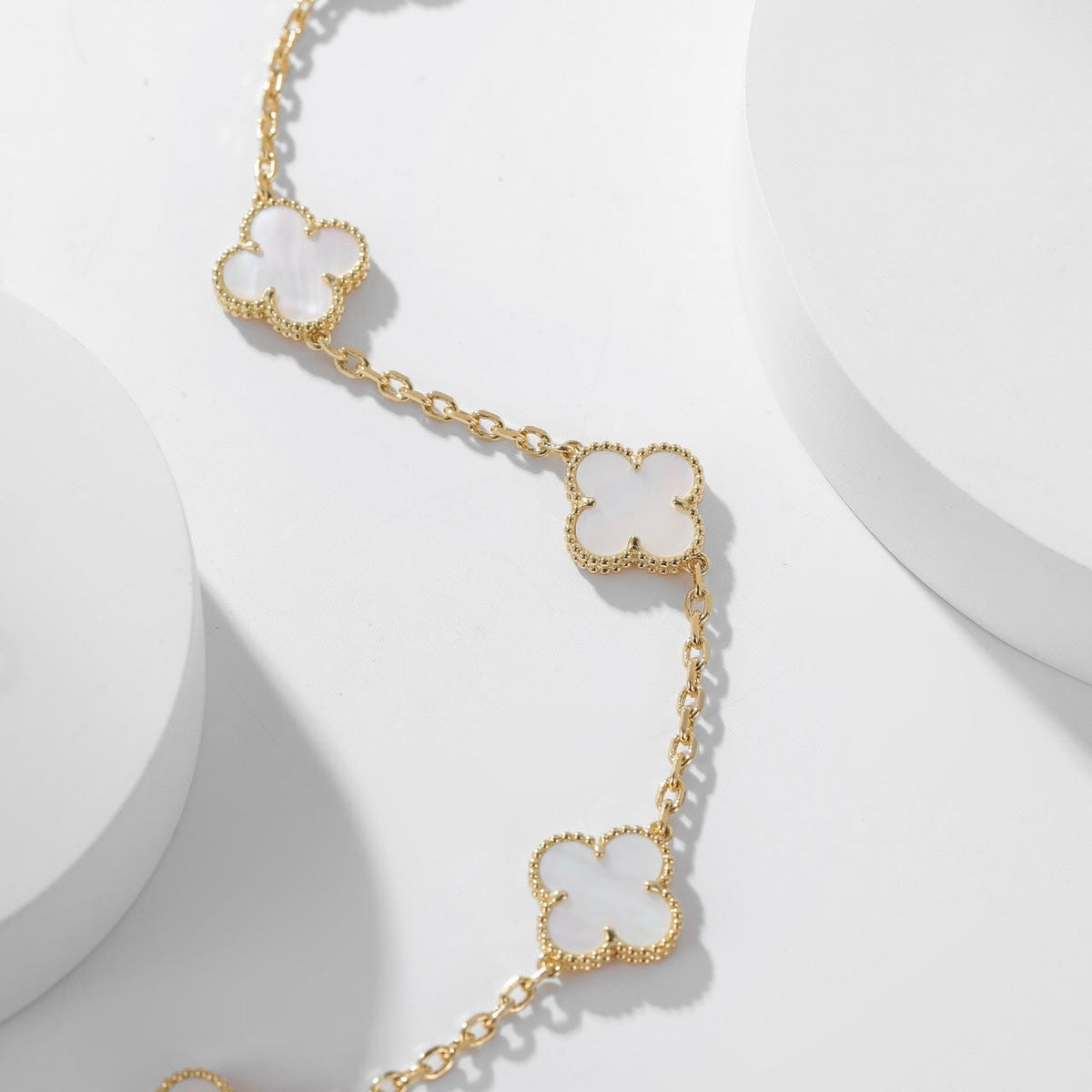 [⭐Clover Jewelry]CLOVER 10 MOTIFS WHITE MOTHER OF PEARL NECKLACE