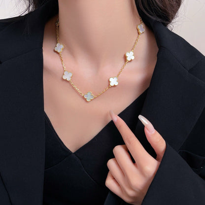 [⭐Clover Jewelry]CLOVER 10 MOTIFS WHITE MOTHER OF PEARL NECKLACE