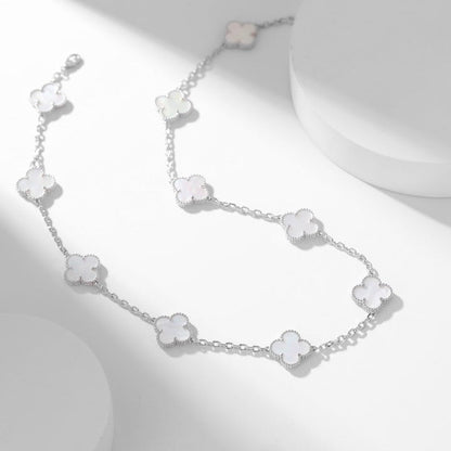 [⭐Clover Jewelry]CLOVER 10 MOTIFS WHITE MOTHER OF PEARL NECKLACE