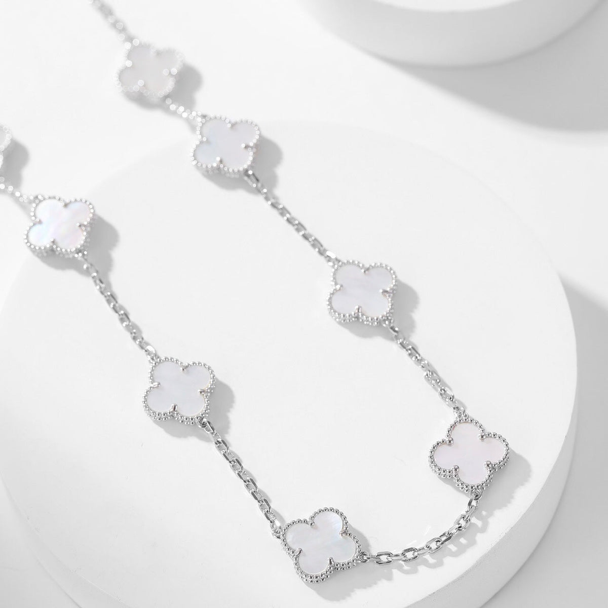 [⭐Clover Jewelry]CLOVER 10 MOTIFS WHITE MOTHER OF PEARL NECKLACE