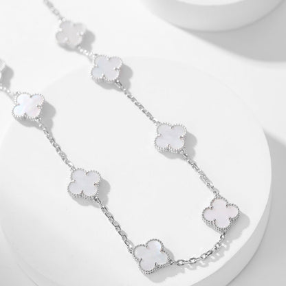 [⭐Clover Jewelry]CLOVER 10 MOTIFS WHITE MOTHER OF PEARL NECKLACE