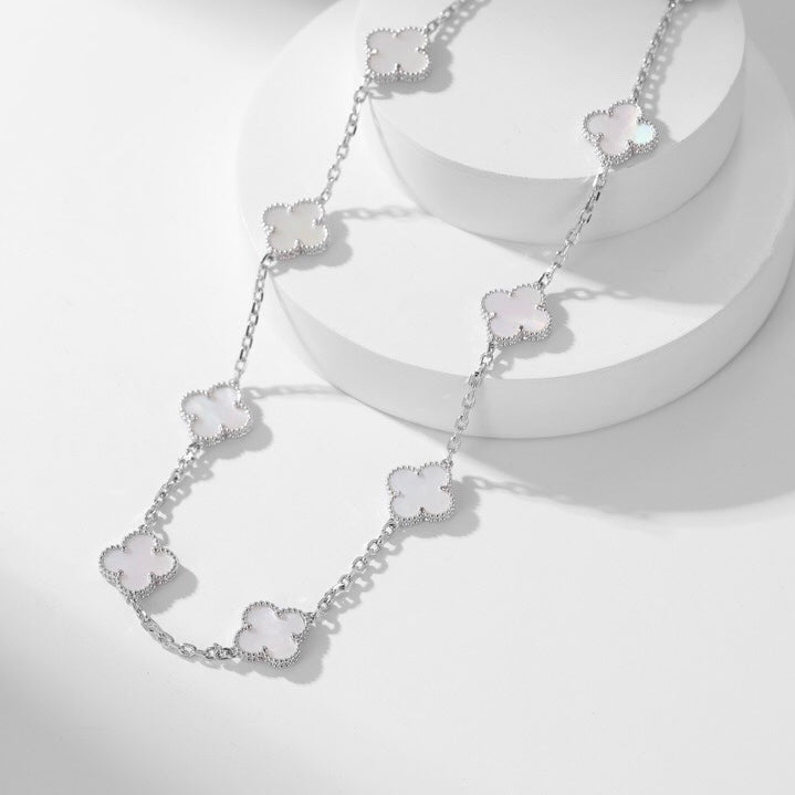 [⭐Clover Jewelry]CLOVER 10 MOTIFS WHITE MOTHER OF PEARL NECKLACE