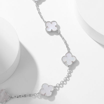 [⭐Clover Jewelry]CLOVER 10 MOTIFS WHITE MOTHER OF PEARL NECKLACE