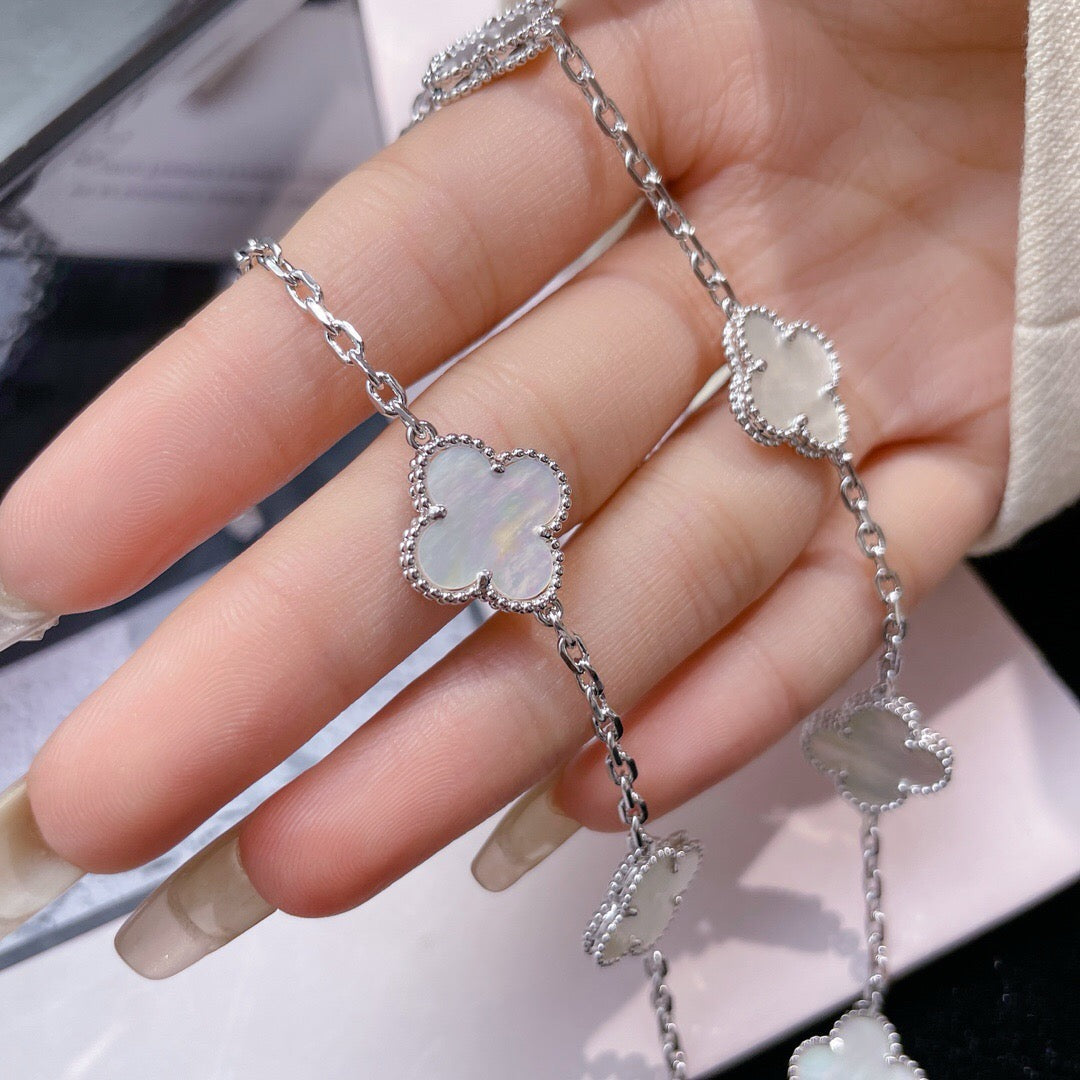 [⭐Clover Jewelry]CLOVER 10 MOTIFS WHITE MOTHER OF PEARL NECKLACE