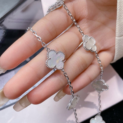 [⭐Clover Jewelry]CLOVER 10 MOTIFS WHITE MOTHER OF PEARL NECKLACE