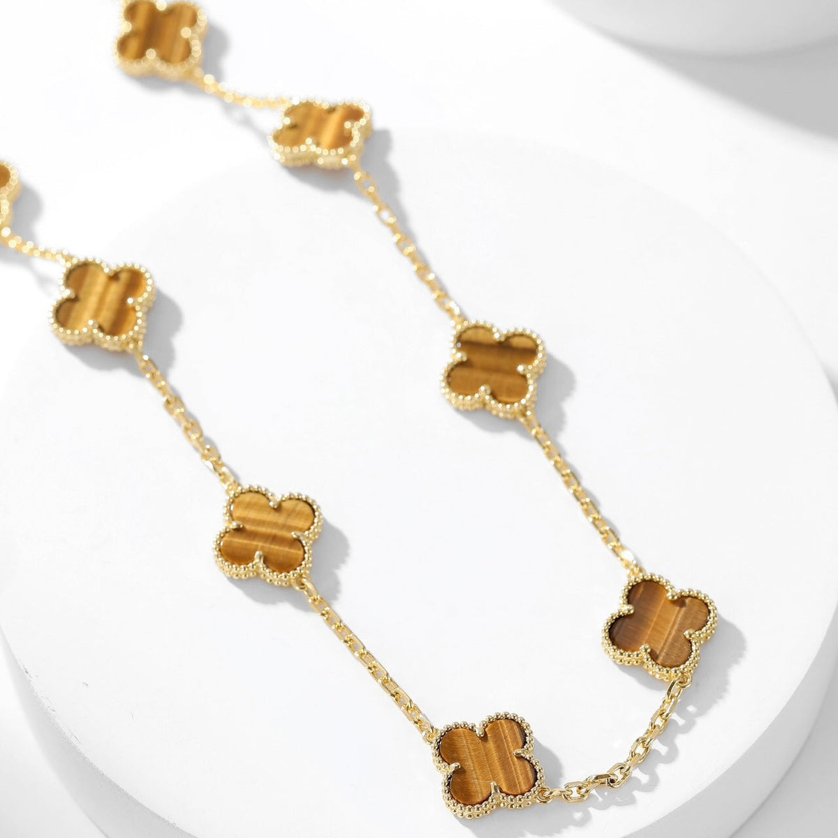 [⭐Clover Jewelry]CLOVER 10 MOTIFS TIGER EYE NECKLACE