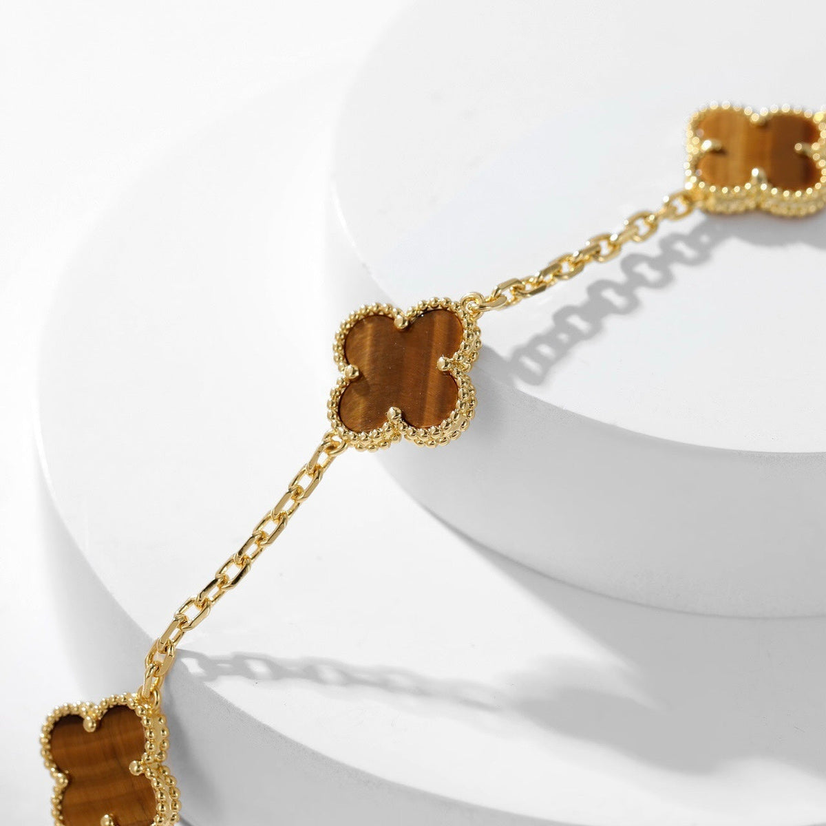 [⭐Clover Jewelry]CLOVER 10 MOTIFS TIGER EYE NECKLACE