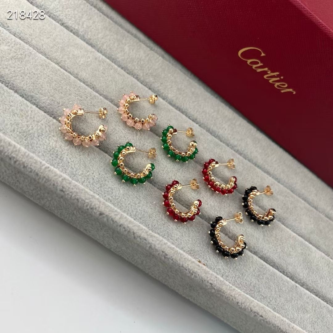 [⭐Clover Jewelry]NEW COLORED GEMSTONE COLLECTION SMALL HOOP EARRINGS
