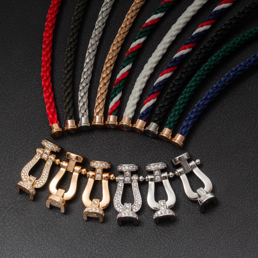 [⭐Clover Jewelry]FORCE LARGE HORSESHOE FULL DIAMOND BRACELET ROSE GOLD