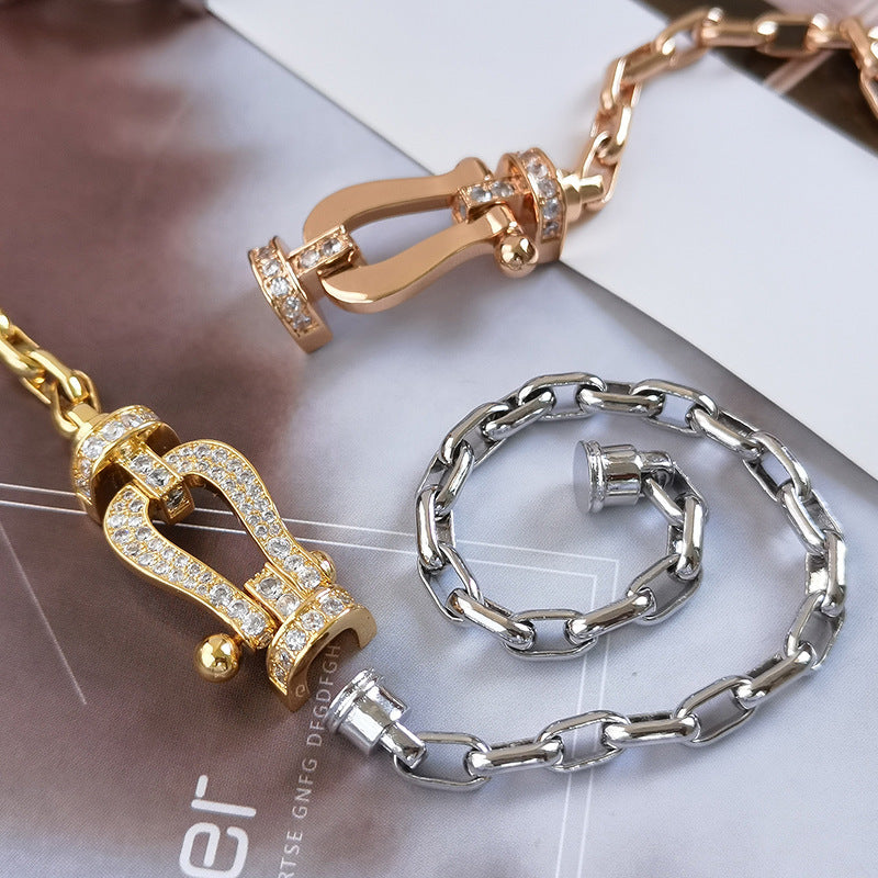 [⭐Clover Jewelry]FORCE LARGE HORSESHOE CLASP  METAL BRACELET