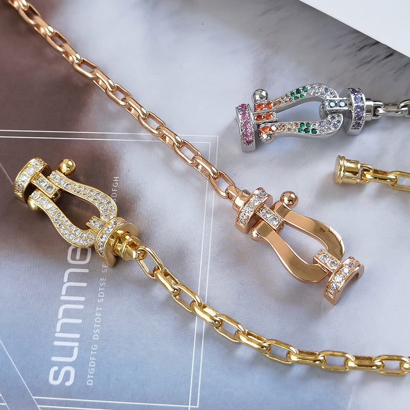 [⭐Clover Jewelry]FORCE LARGE HORSESHOE CLASP  METAL BRACELET