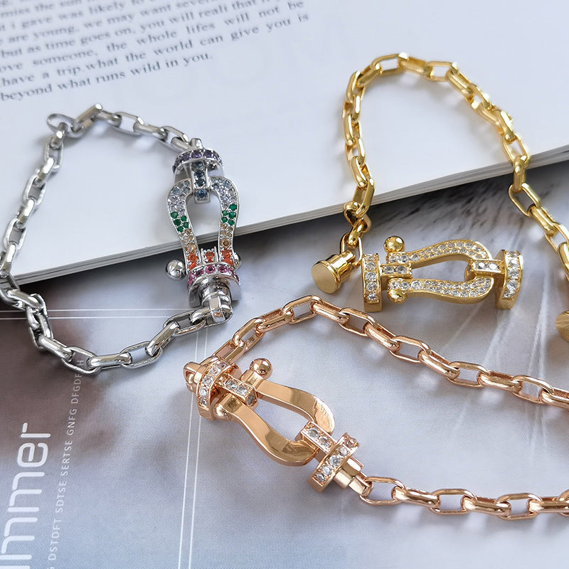 [⭐Clover Jewelry]FORCE LARGE HORSESHOE CLASP  METAL BRACELET