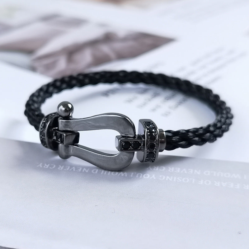 [⭐Clover Jewelry]FORCE LARGE SERIES HORSESHOE BLACK SAMURAI BRACELET