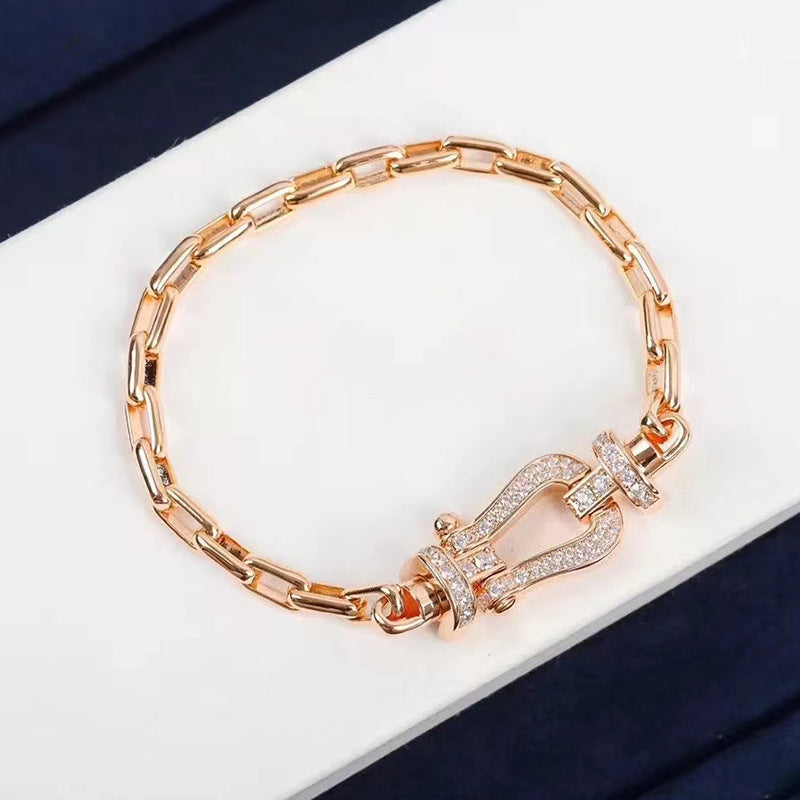 [⭐Clover Jewelry]FORCE LARGE HORSESHOE CLASP  METAL BRACELET