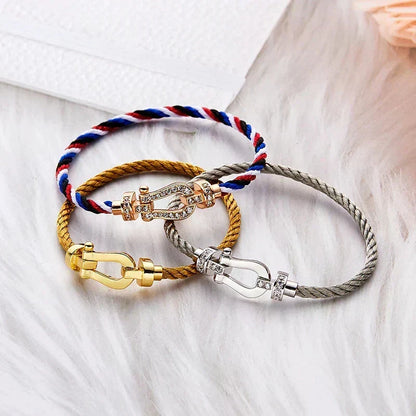 [⭐Clover Jewelry]FORCE LARGE HORSESHOE NO DIAMOND BRACELET GOLD