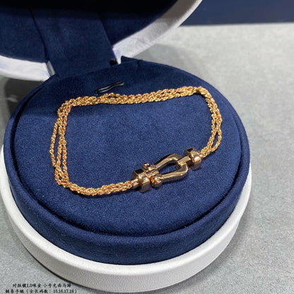 [⭐Clover Jewelry]FORCE SMALL HORSESHOE  DIAMOND CHAIN ROPE BRACELET