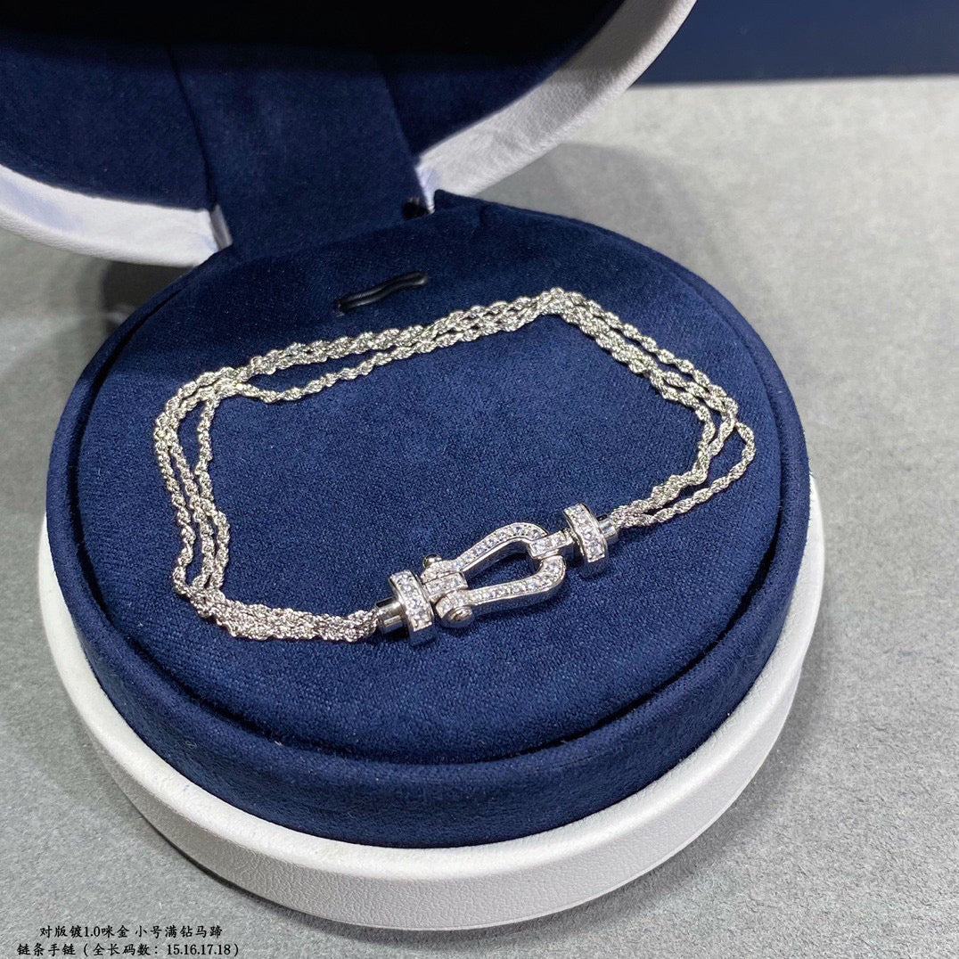 [⭐Clover Jewelry]FORCE SMALL HORSESHOE  DIAMOND CHAIN ROPE BRACELET