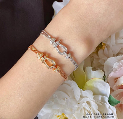 [⭐Clover Jewelry]FORCE SMALL HORSESHOE  DIAMOND CHAIN ROPE BRACELET