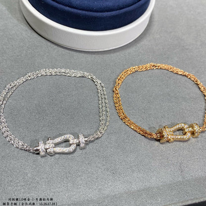 [⭐Clover Jewelry]FORCE SMALL HORSESHOE  DIAMOND CHAIN ROPE BRACELET