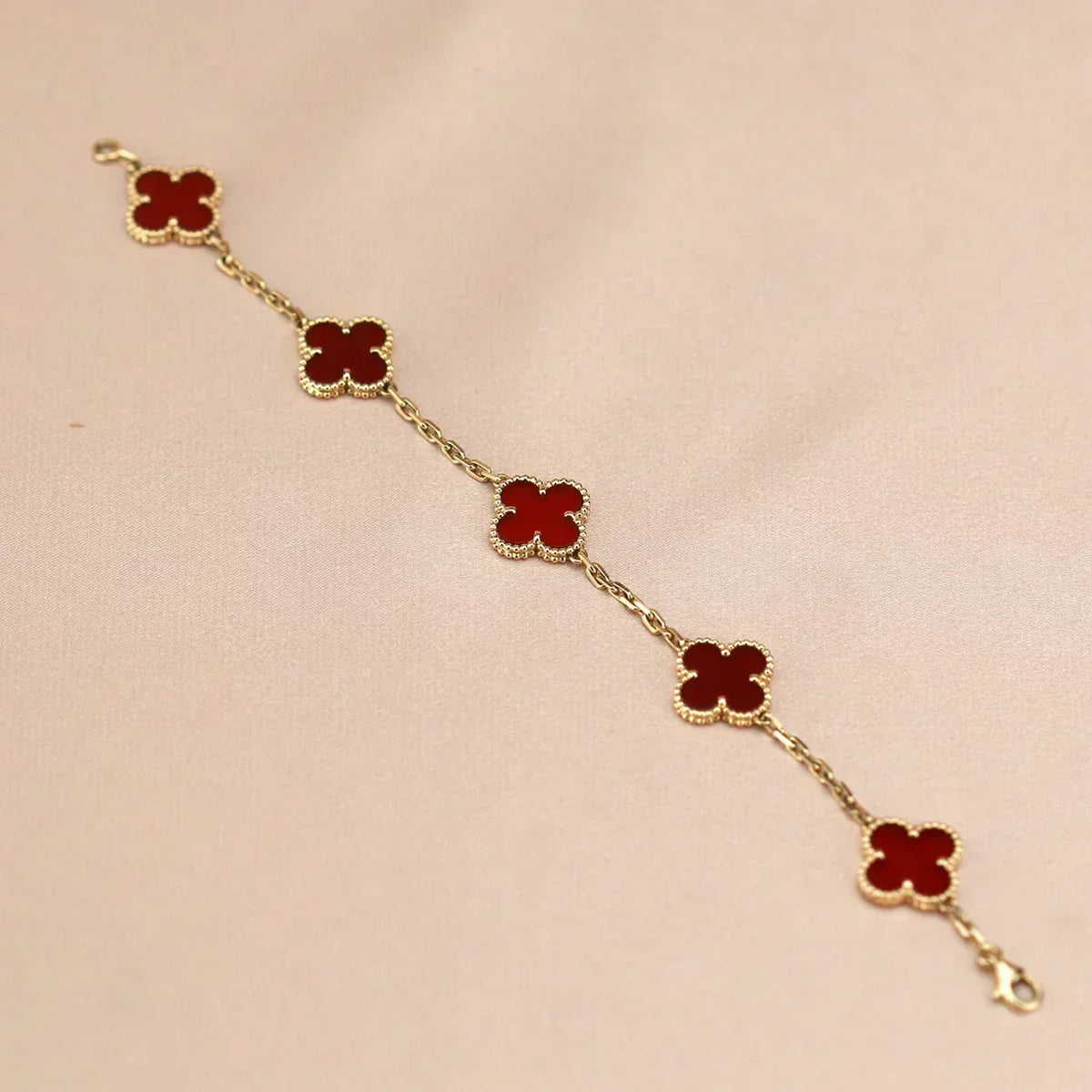 [⭐Clover Jewelry] CLOVER 5 MOTIF RED CORNELIAN BRACELET COLLECTION