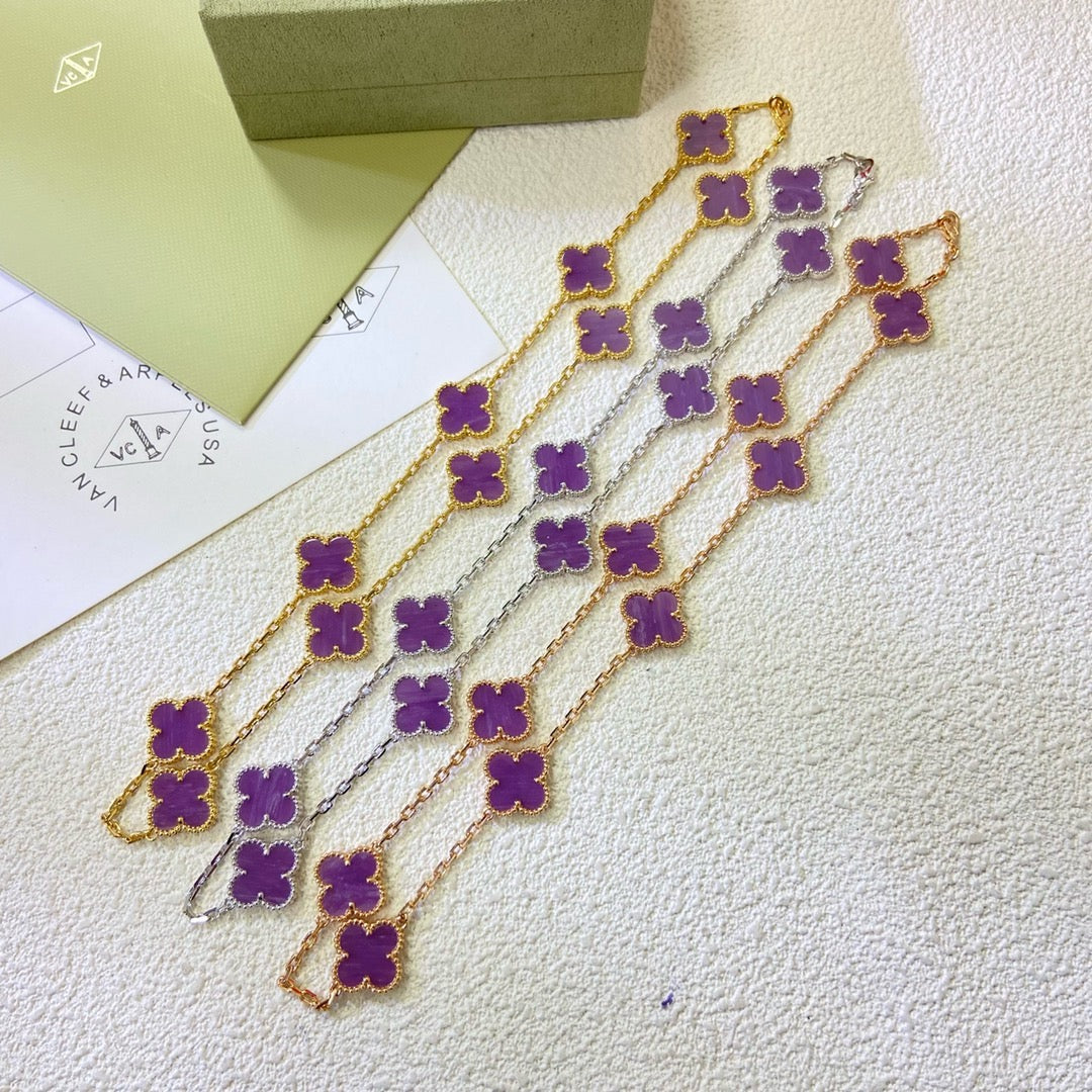[⭐Clover Jewelry Jewelry]CLOVER 10 MOTIFS  PURPLE VIOLET  NECKLACE